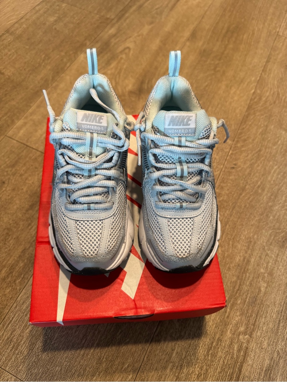 Nike Vomero Kids Light Blue Mesh Sneakers with White Accents